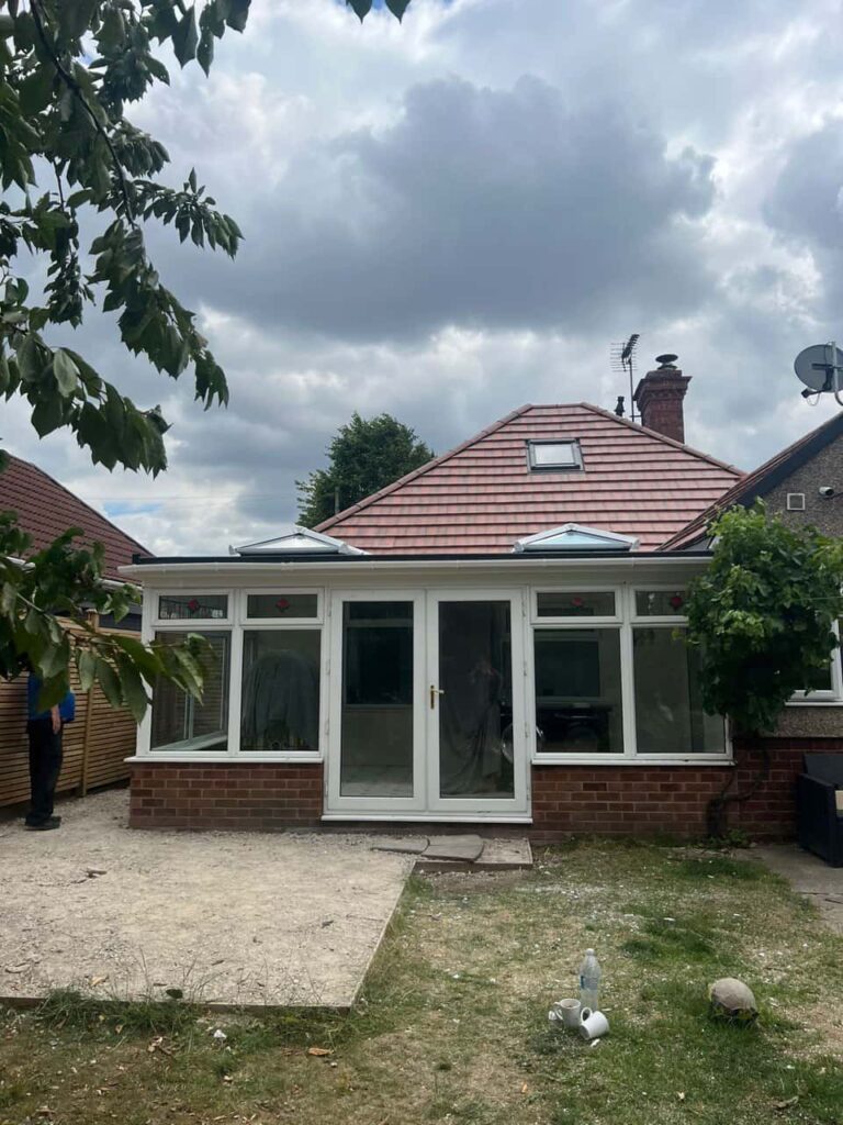 This is a photo of a hipped roof on a bungalow that has just had roof repairs carried out. Works carried out by Wingerworth Roofing Repairs